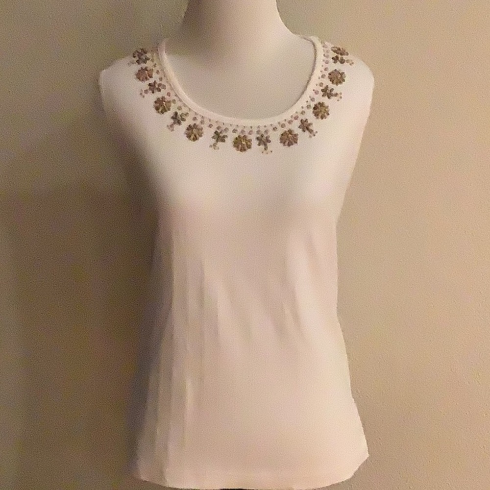 Alfred Dunner - Tank Top - Size M (Fits L) Ivory
